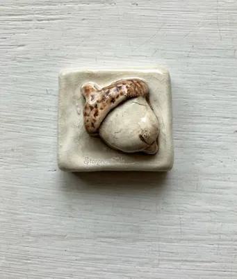 Pinecone hand painted tile