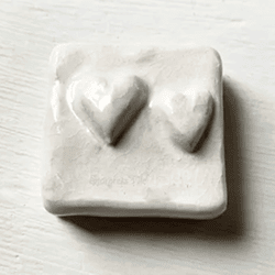 White double heart ceramic art tile.